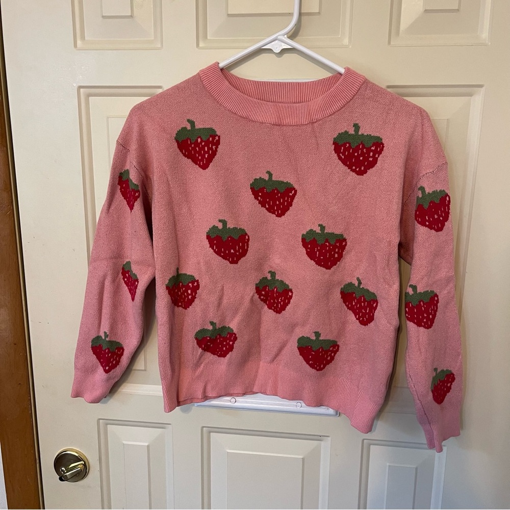 Strawberry Pattern Pink Sweater